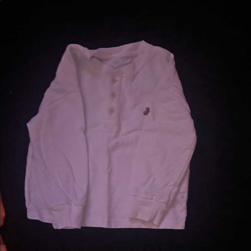 White Long Sleeve Henley Shirt